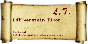 Lövenstein Tibor névjegykártya